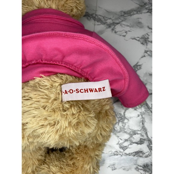 FAO Swartz Tan Teddy Bear Pink Dress Plush 2010 - Picture 7 of 8